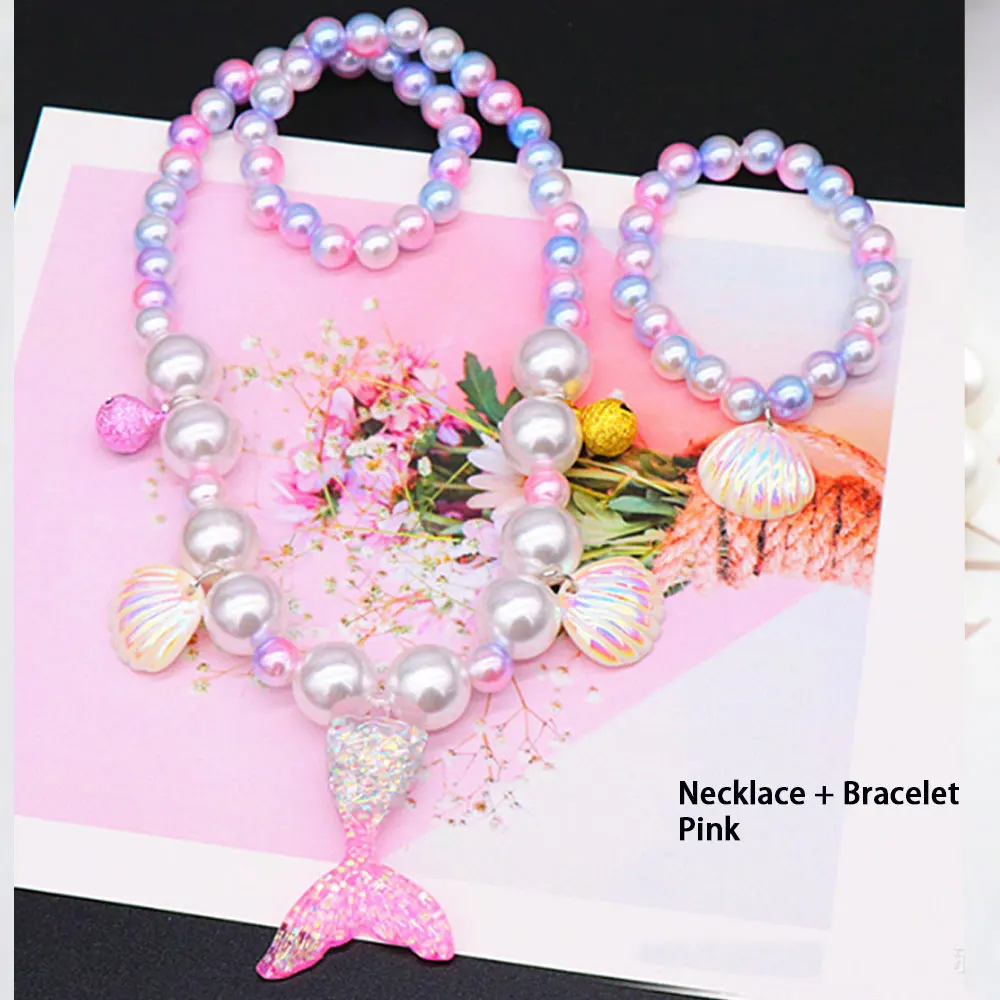 wholesale glass pearl beads pink and blue kids jewelry Girls Christmas Beads mermaid pendant jewelry sets for children
wholesale glass pearl beads pink and blue kids jewelry Girls Christmas Beads mermaid pendant jewelry sets for children