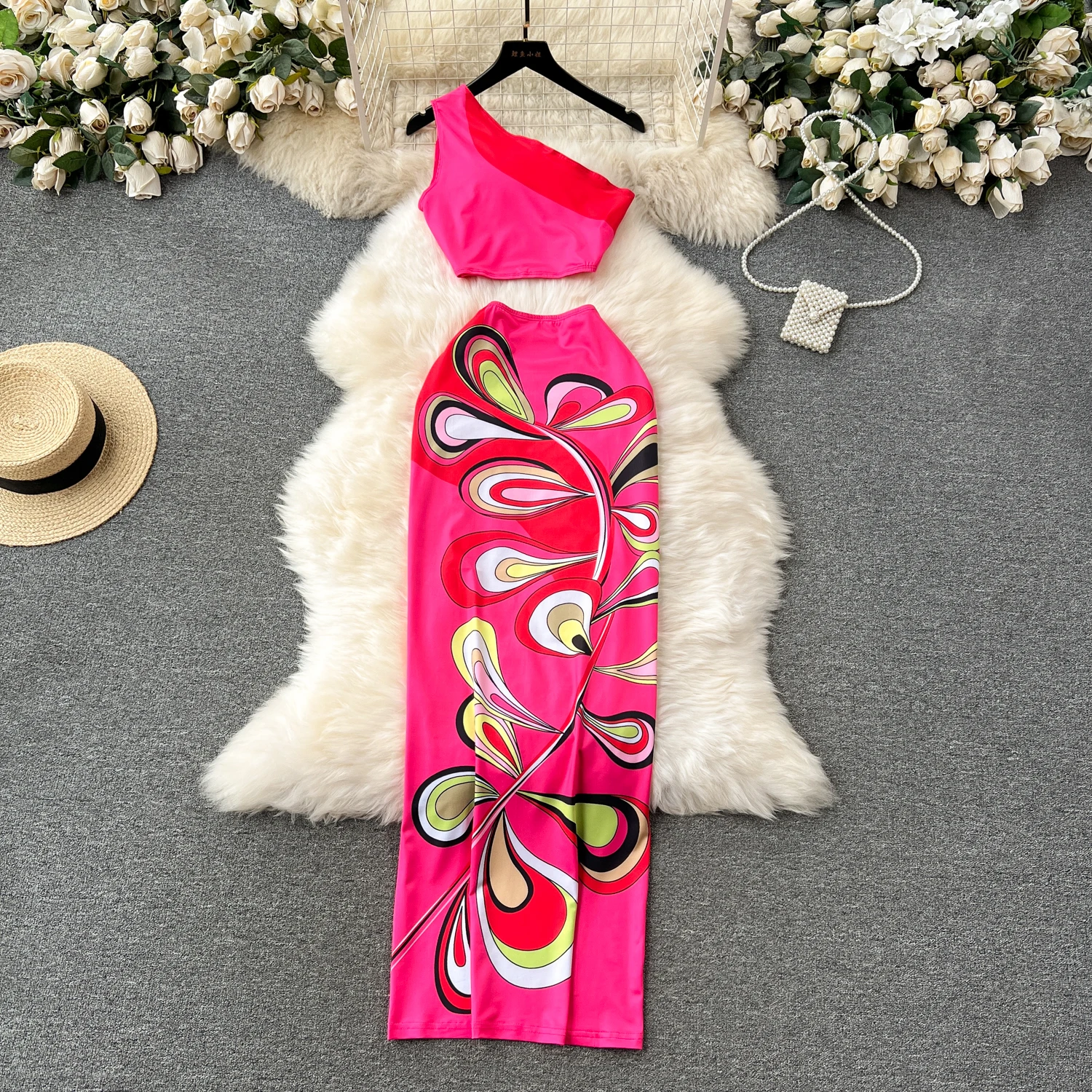 Y2K 2 Piece Set For Women One-shoulder Crop Top And Elastic Waist Printed Hip Skirts Set Ropa Wholesale
Y2K 2 Piece Set For Women One-shoulder Crop Top And Elastic Waist Printed Hip Skirts Set Ropa Wholesale