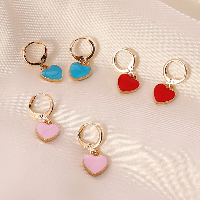 Women girl resin dripping oil earrings red blue pink heart pendant gold plated hoop earrings jewelry, As picture or customized
Women girl resin dripping oil earrings red blue pink heart pendant gold plated hoop earrings jewelry, As picture or customized