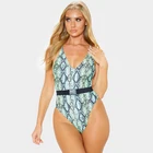 designer swimwear snake print bikini cross strap one piece swimsuit for sexy women