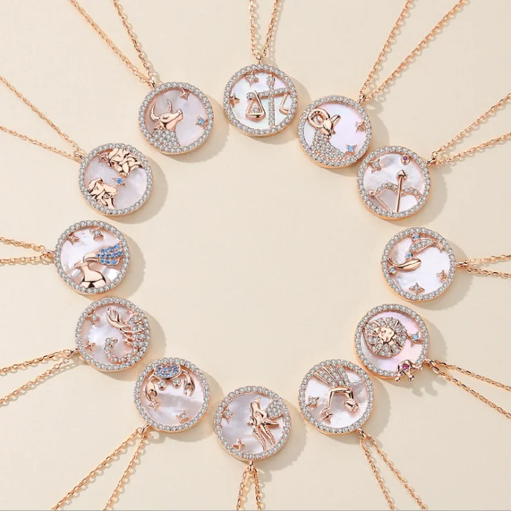 Fashion Women Smart Sea Shell Coin Pendant 925 Silver Zircon Zodiac Sign Necklace for Gift
Fashion Women Smart Sea Shell Coin Pendant 925 Silver Zircon Zodiac Sign Necklace for Gift