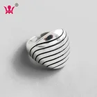 Engagement Ring 925 Black Stripes Wide Ring Jewelry 925 Sterling Silver Material Type Korean Style