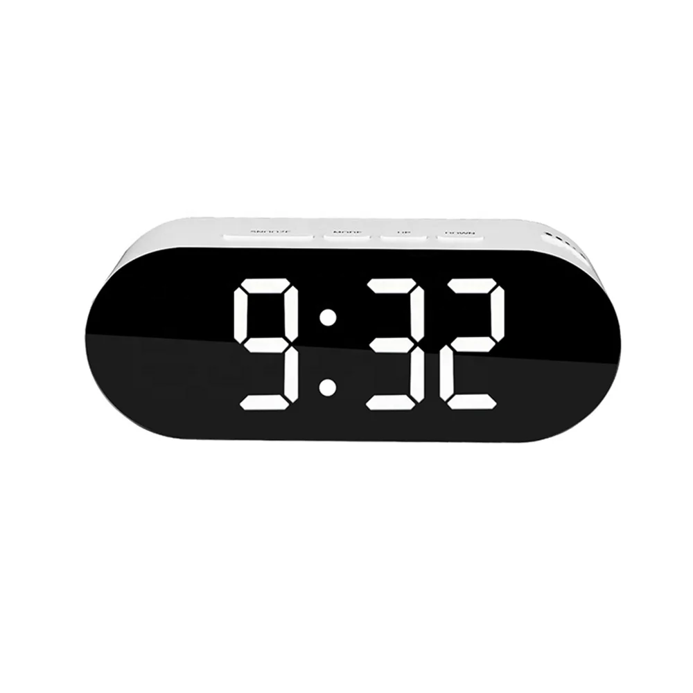 Oval shape big screen display mirror LED clock smart table alarm clock dimming light digital clock, White,black
Oval shape big screen display mirror LED clock smart table alarm clock dimming light digital clock, White,black