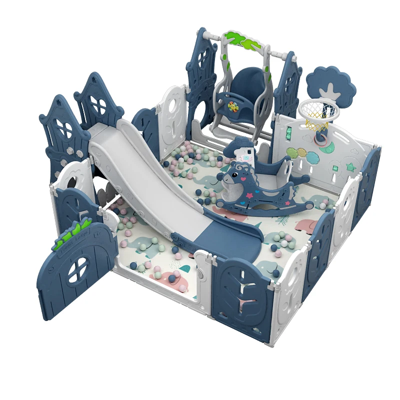 New Product folding baby play yard playpens indoor with slide and swing for kids, Blue
New Product folding baby play yard playpens indoor with slide and swing for kids, Blue