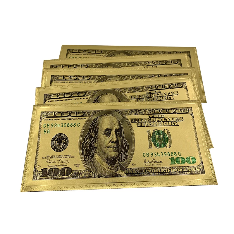 

100 Usd Dollar Full Gold Foil Banknote 24K Gold Plated Dollars Commemorative Notes for Collection And Gifts Customized