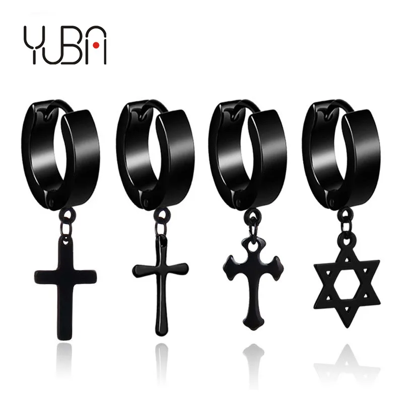 Single Piece Men Punk cross Earrings Dangle stainless steel Hip Hop Hoops Earrings For Women, As show 
Single Piece Men Punk cross Earrings Dangle stainless steel Hip Hop Hoops Earrings For Women, As show