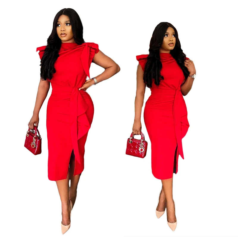 2021 women's fashion solid color sexy commuting African large size women's dress plus size career dresses 
2021 women's fashion solid color sexy commuting African large size women's dress plus size career dresses