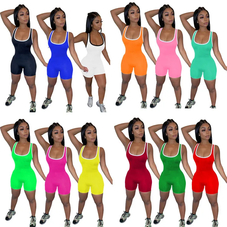 

Summer Playsuit Bodysuit Outfit for Women Lucky Sleevless Plus Size One Piece Barboteuse Jumpsuit Best Selling Monsoon Rompers, Picture