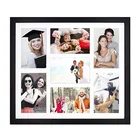 High quality black MDF wood custom 4x6 wall collage six pictures photo frame 7 opening collage picture photo frame