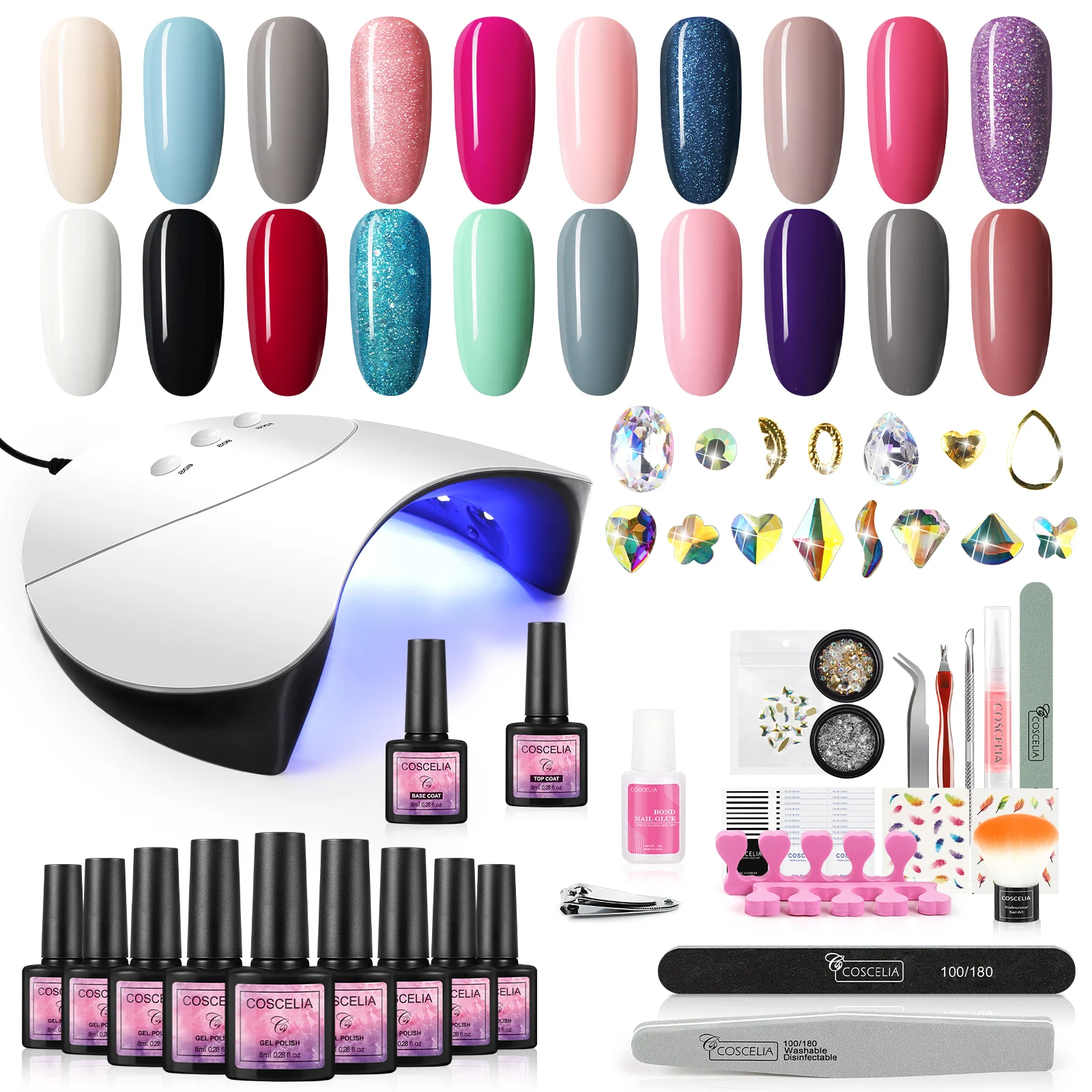 COSCELIA High Quality Nail Gel Polish Kit with UV Lamp Hot Selling Nail Drill Equipments
COSCELIA High Quality Nail Gel Polish Kit with UV Lamp Hot Selling Nail Drill Equipments