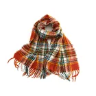 Winter color irregular plaid thick oversize warm tassel scarf pashmina