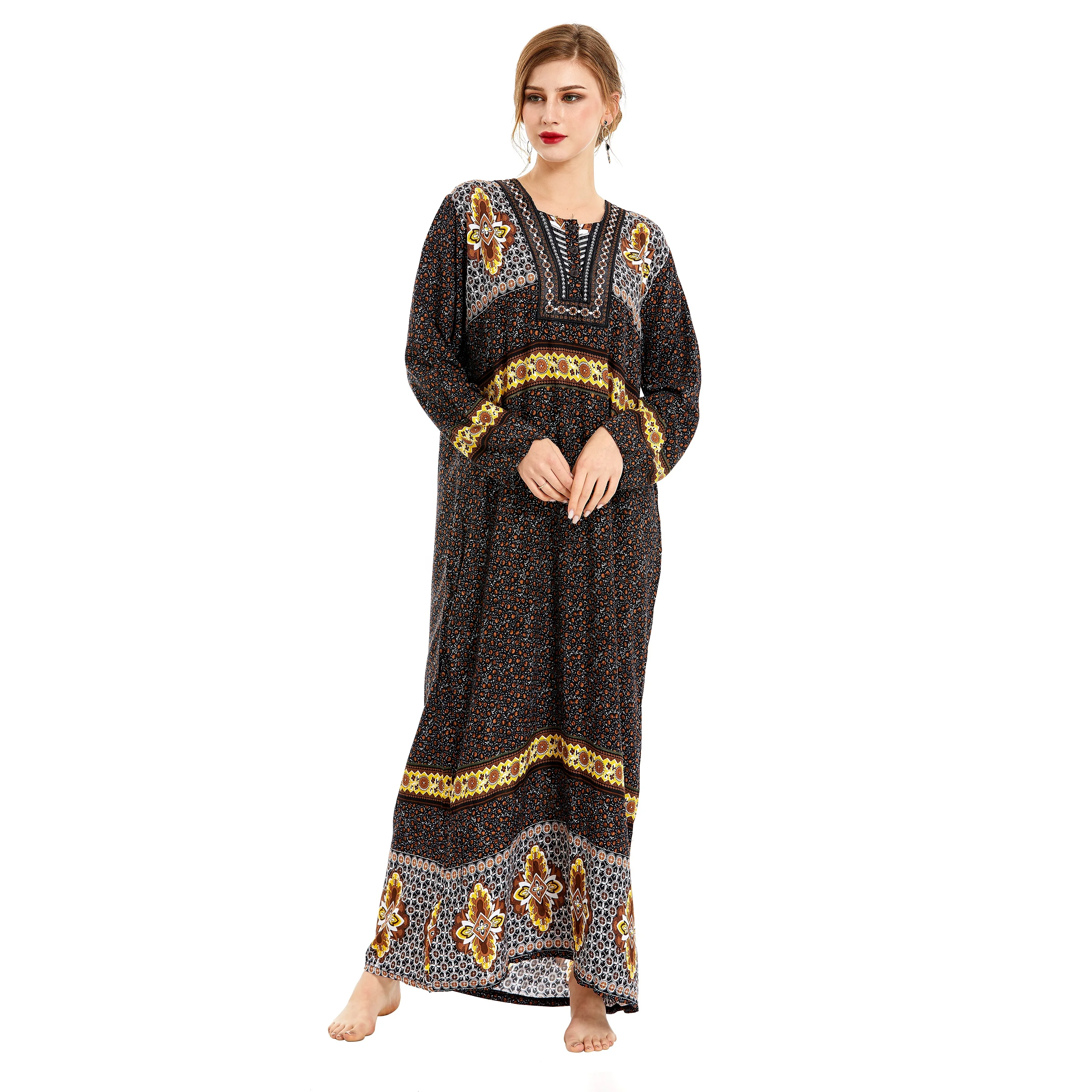 Spring and summer fashionable round neck India Bastan Nepal women's Long Sleeve Dress Muslim clothing, 3 color
Spring and summer fashionable round neck India Bastan Nepal women's Long Sleeve Dress Muslim clothing, 3 color