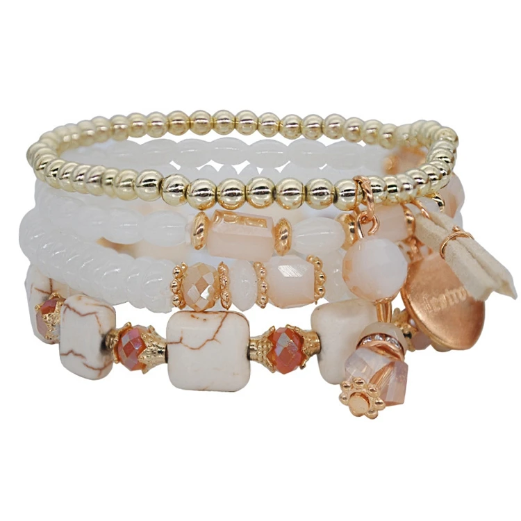 Ethnic Bohemian Colorful 4 Pcs/set Stacked Elastic Crystal Beads Pendant Wrap Bracelet Jewelry For Women, As the picture
Ethnic Bohemian Colorful 4 Pcs/set Stacked Elastic Crystal Beads Pendant Wrap Bracelet Jewelry For Women, As the picture