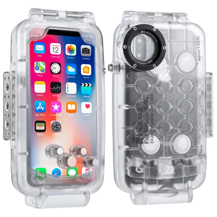 

PULUZ 40m/130ft Waterproof Diving Housing Photo Video Taking Underwater Cover Case for iPhone X / XS