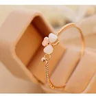 Fine bracelet gold plated bow knot peach heart love of clover opal full diamond jewelry bracelet women