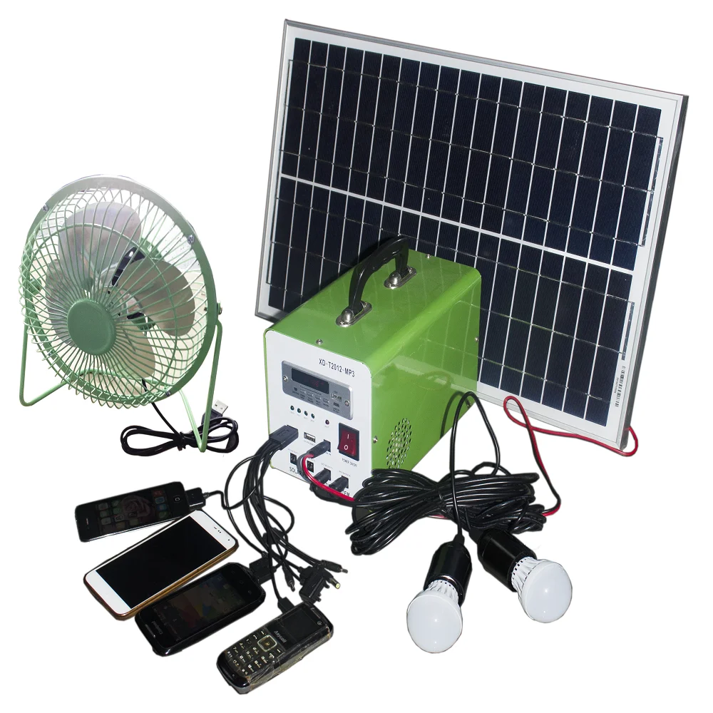 low price portable mini home solar panel kit LED lighting system solar powerbank with mobile charger MP3 radio