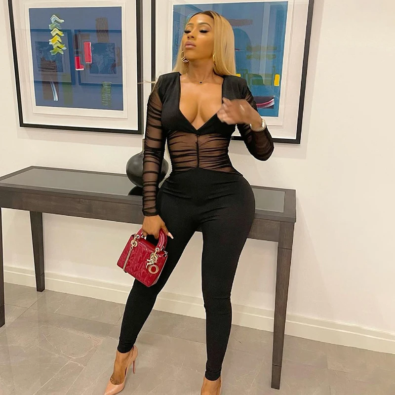 Sandtree K21JP532 Sexy V Neck Mesh See Through Jumpsuit Solid Color Long Sleeve Yoga Wear 2021 New Fall Womens Jumpsuits
Sandtree K21JP532 Sexy V Neck Mesh See Through Jumpsuit Solid Color Long Sleeve Yoga Wear 2021 New Fall Womens Jumpsuits