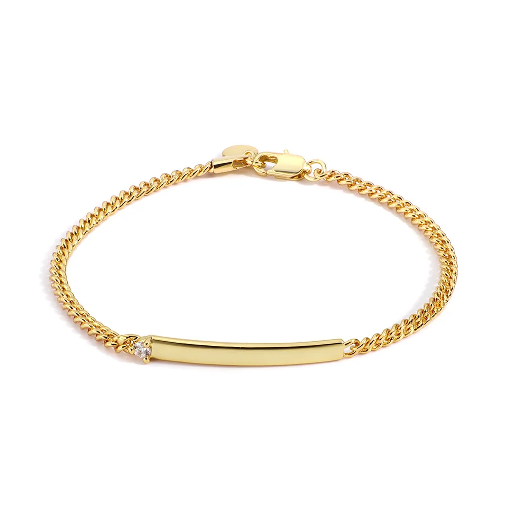 New arrival 14k gold plating jewelry charm zircon Geometric Bar cuban Chain Bracelet for woman gift
New arrival 14k gold plating jewelry charm zircon Geometric Bar cuban Chain Bracelet for woman gift