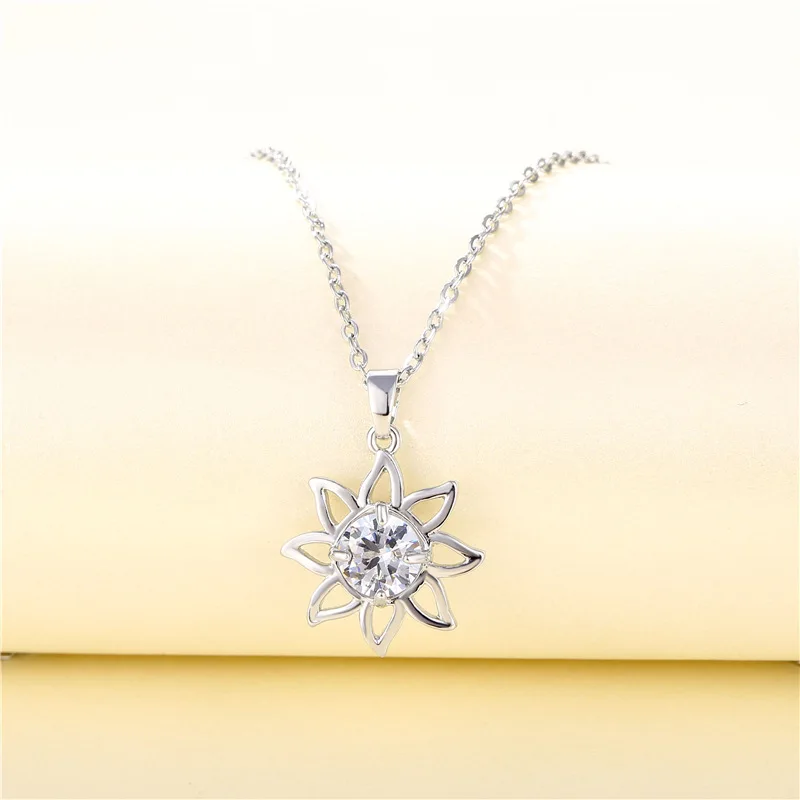 Korean Fashion Style Cubic Zircon Sunflower Pendant Necklaces Stainless Steel Chain Crystal Rhinestone Flower Necklaces For Girl
Korean Fashion Style Cubic Zircon Sunflower Pendant Necklaces Stainless Steel Chain Crystal Rhinestone Flower Necklaces For Girl