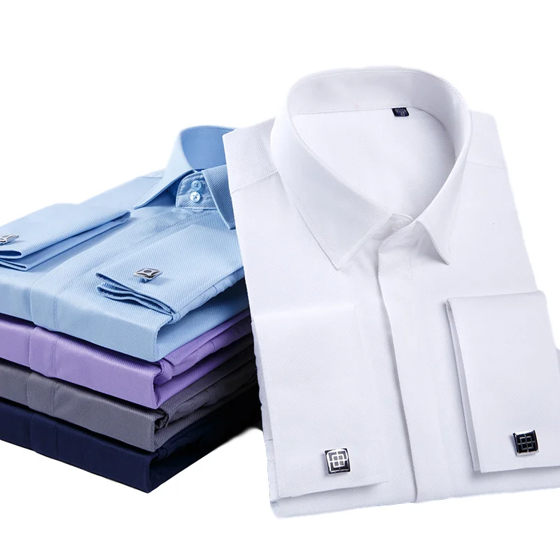 2020 New Men's French Cufflinks Shirt Business Formal Sleeves Solid Color Shirt Slim Korean Men's Shirt
2020 New Men's French Cufflinks Shirt Business Formal Sleeves Solid Color Shirt Slim Korean Men's Shirt
