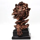 Lion Head Statue, Resin Craft, Small Sculpture Suitable for Living Room/Office/Bedroom (16 X 14 X 31 cm)