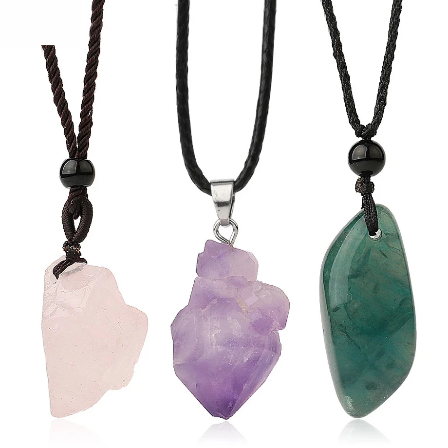 Irregular Natural Healing Stone Necklace Pendants Pink Quartz Fluorite Purple Crystal for Women Men Jewelry, Gold,silver
Irregular Natural Healing Stone Necklace Pendants Pink Quartz Fluorite Purple Crystal for Women Men Jewelry, Gold,silver