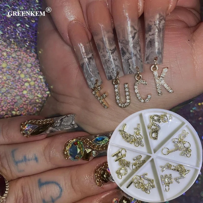 GREENKEM 26 Letters Zircon Trendy Pierced Nail Art Charms A-Z Gold Alloy Manicure Decorations Rhinestone Letter Nail Charms, Picture
GREENKEM 26 Letters Zircon Trendy Pierced Nail Art Charms A-Z Gold Alloy Manicure Decorations Rhinestone Letter Nail Charms, Picture