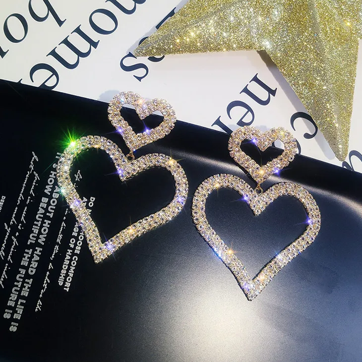Fashion bling rhinestone earring love double heart statement earring bulk stud earring
Fashion bling rhinestone earring love double heart statement earring bulk stud earring