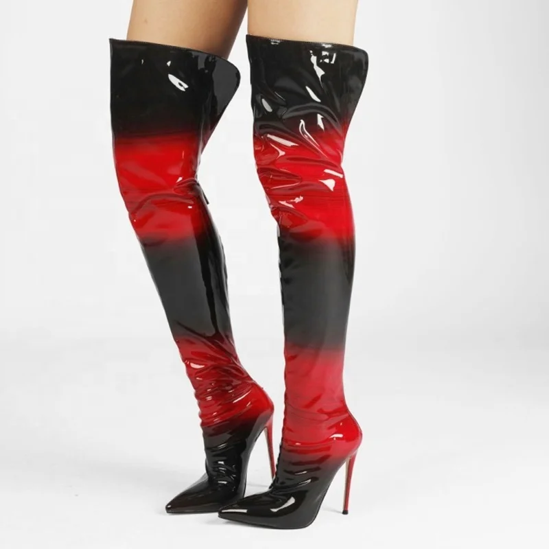 Black Red Gradient Color High Heel Thigh High Boots Women's Stiletto Shoes Back Zipper Over Knee Big Size 47, Mixed
Black Red Gradient Color High Heel Thigh High Boots Women's Stiletto Shoes Back Zipper Over Knee Big Size 47, Mixed