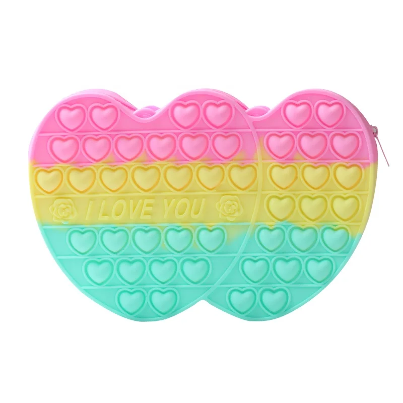 Double Heart Shape Purse Portable Waterproof Silicone Bubble Kids Handbag Coin Purses Mini Coin Purse Keychain, Colorful
Double Heart Shape Purse Portable Waterproof Silicone Bubble Kids Handbag Coin Purses Mini Coin Purse Keychain, Colorful