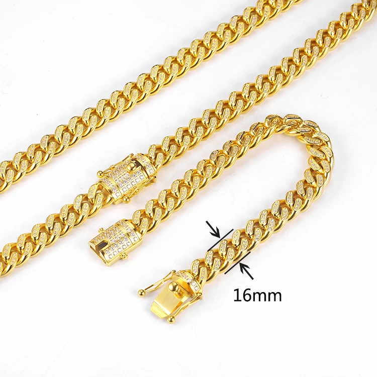 Hiphop Luxury Iced Out Full Crystal Cuban Link Chain Bracelet Necklace Steel Gold Men Diamond Cuban Link Chain
Hiphop Luxury Iced Out Full Crystal Cuban Link Chain Bracelet Necklace Steel Gold Men Diamond Cuban Link Chain