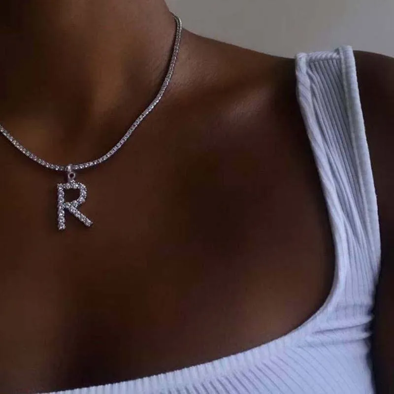 Women Bling 26 Diamond Alphabet Necklace Pendant Jewelry Tennis Chain Gold Letter Initial Necklace, Gold/silver
Women Bling 26 Diamond Alphabet Necklace Pendant Jewelry Tennis Chain Gold Letter Initial Necklace, Gold/silver