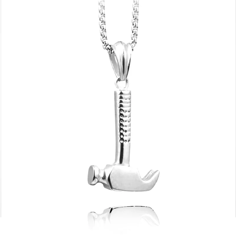 Fashion Creative Tools Jewelry Titanium Steel Casting silver-plated Hammer Pendant Necklace Trendy Men's Jewelry New
Fashion Creative Tools Jewelry Titanium Steel Casting silver-plated Hammer Pendant Necklace Trendy Men's Jewelry New