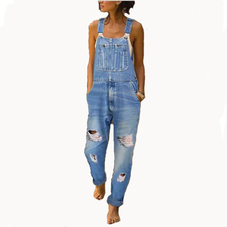 Women's ripped trousers denim overalls jumpsuit ripped and slim wear and tear by hand the waist is sexy the adjustable
Women's ripped trousers denim overalls jumpsuit ripped and slim wear and tear by hand the waist is sexy the adjustable