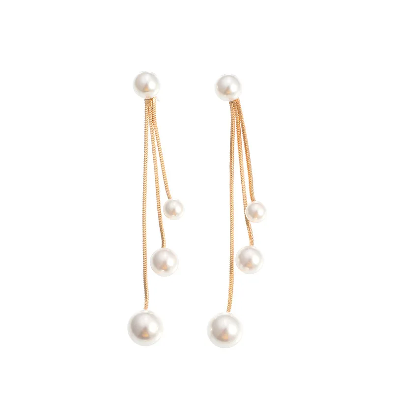 New personality pearl pendant long pendant tassel earrings ladies alloy earrings for woman, Gold
New personality pearl pendant long pendant tassel earrings ladies alloy earrings for woman, Gold