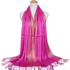 Wholesale Muslim Women Long Twisted Tassel Gold Jacquard Scarf Shawl Glitter Golden Thread Cotton Hijabs