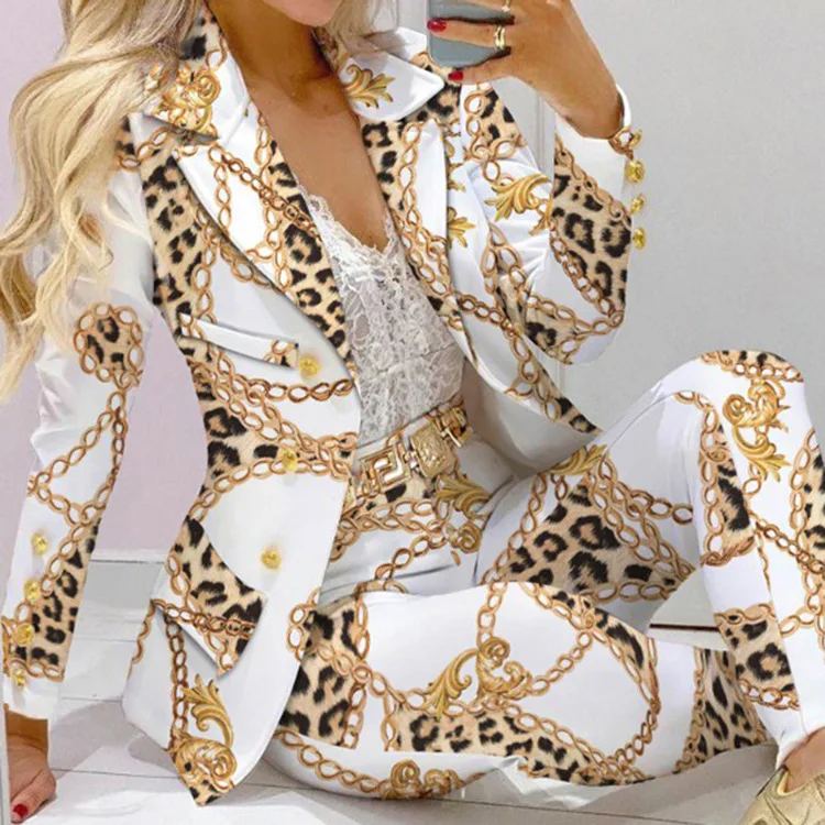 2022 new arrivals wholesale 12 colors women's suits trendy print blazer jacket 2 piece pants set office ladies fit, Gray
2022 new arrivals wholesale 12 colors women's suits trendy print blazer jacket 2 piece pants set office ladies fit, Gray
