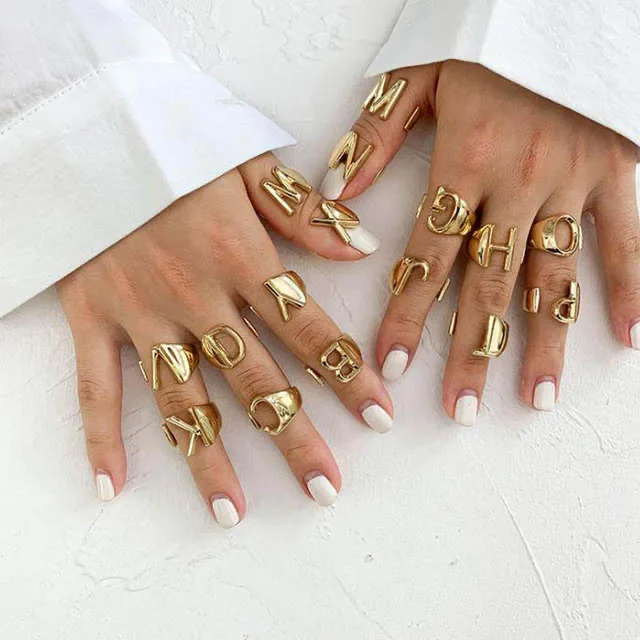 European Personalized 26 Letters Rings Punk Style Openable Gold Silver Rose Gold Alphabet Finger Rings, As picture
European Personalized 26 Letters Rings Punk Style Openable Gold Silver Rose Gold Alphabet Finger Rings, As picture