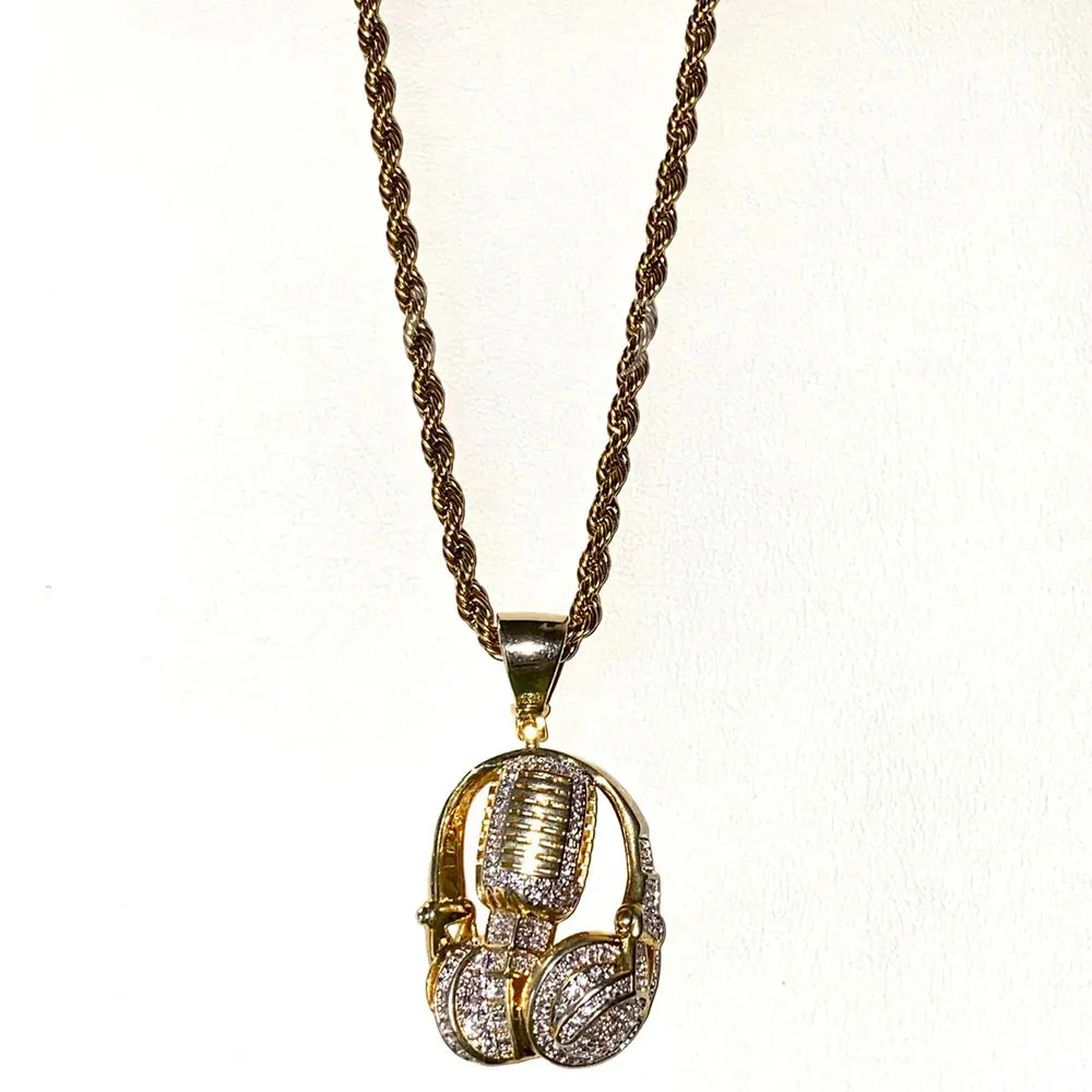 Discount Iced Out Hip Hop Rapper earphone Pendant Necklace real gold plating Headset Necklaces Jewelry
Discount Iced Out Hip Hop Rapper earphone Pendant Necklace real gold plating Headset Necklaces Jewelry