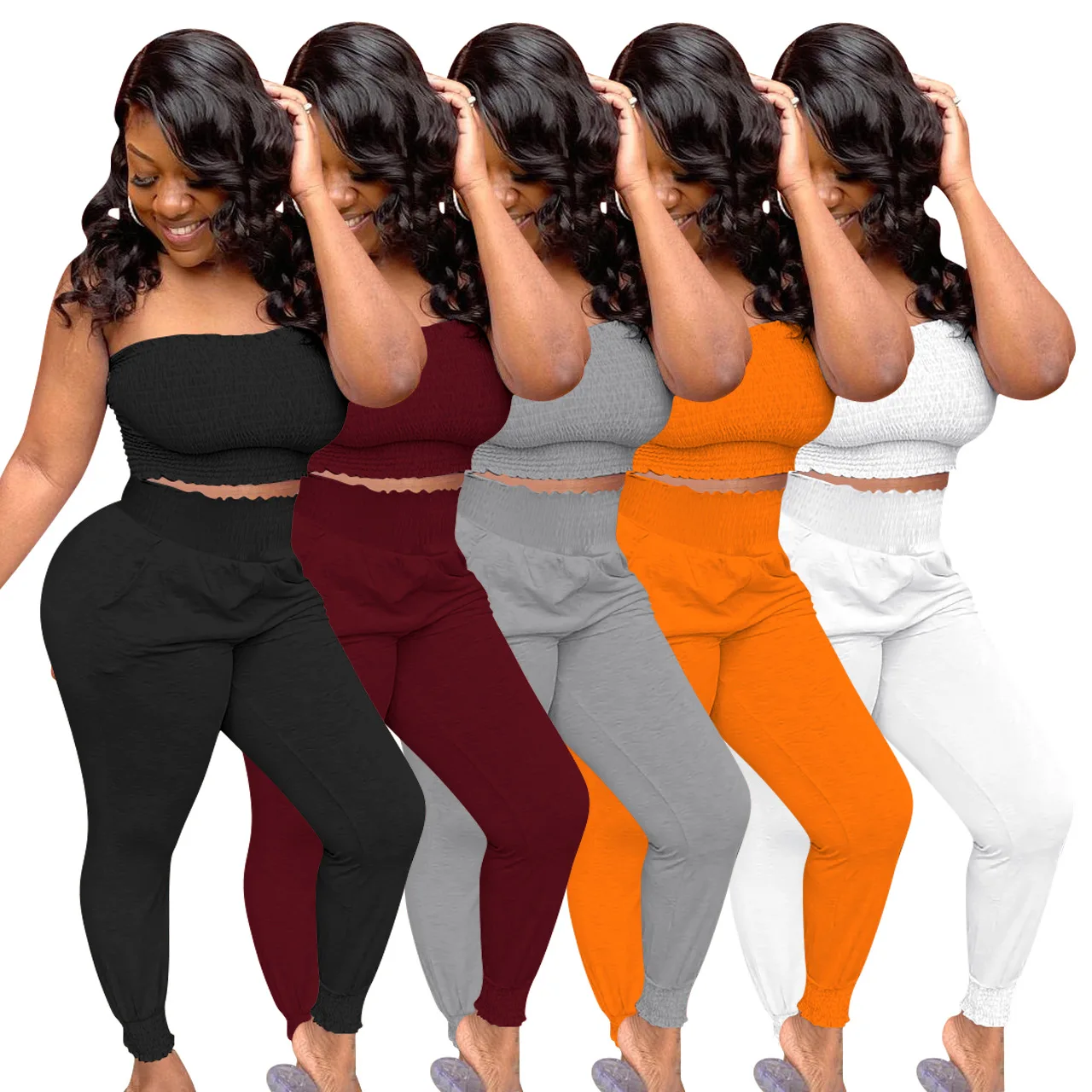 High waist pants crop tops fashion solid color stacked joggers sets tracksuit for women's summer gym wear two piece yoga set
High waist pants crop tops fashion solid color stacked joggers sets tracksuit for women's summer gym wear two piece yoga set