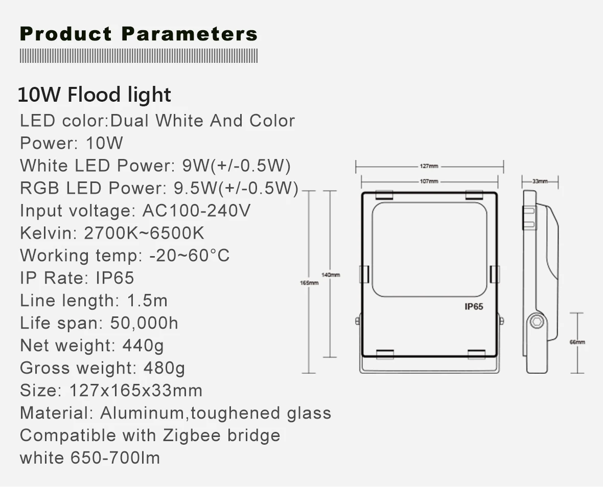 Gledopto zigbee gateways ip65 waterproof 10W led floodlight with remote/voice/remote control hot selling in Amazon - ANKUX.COM