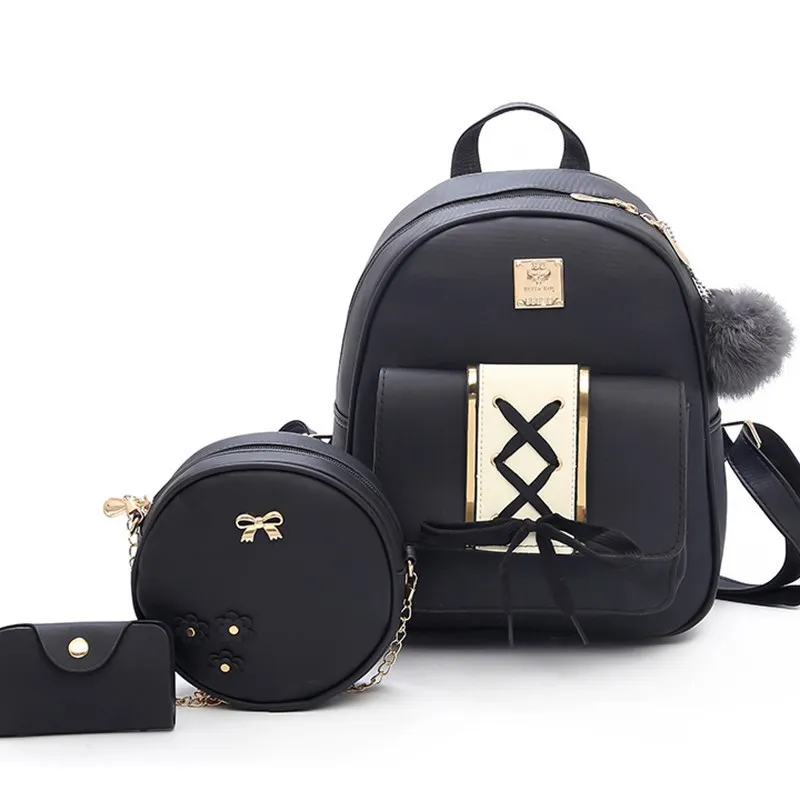 Hot Sell Girl 3PCS Bags Set Mini Backpack Woman College Bags Small Round Bag Cardholder Fashion Casual Pu Leather Backpack, As picture
Hot Sell Girl 3PCS Bags Set Mini Backpack Woman College Bags Small Round Bag Cardholder Fashion Casual Pu Leather Backpack, As picture