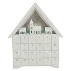 Wooden Christmas White Advent Calendar House with 24 Drawers and Led Lights for Christmas Decorations
