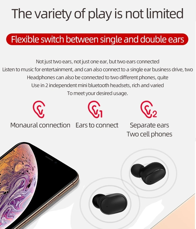 For Redmi AirDots V5.0+EDR for mi earphone In-ear Blue tooth Headphone for xiaomi earphone - ANKUX.COM