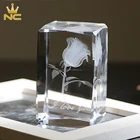 Nice Wedding Favors Gifts Rose Block Crystal Cube 3D Laser Engraved Flower