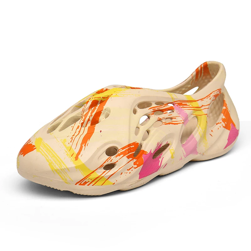 Men's Eva yeezys slippers women's beach hole water shoes, White/pink/black 
Men's Eva yeezys slippers women's beach hole water shoes, White/pink/black