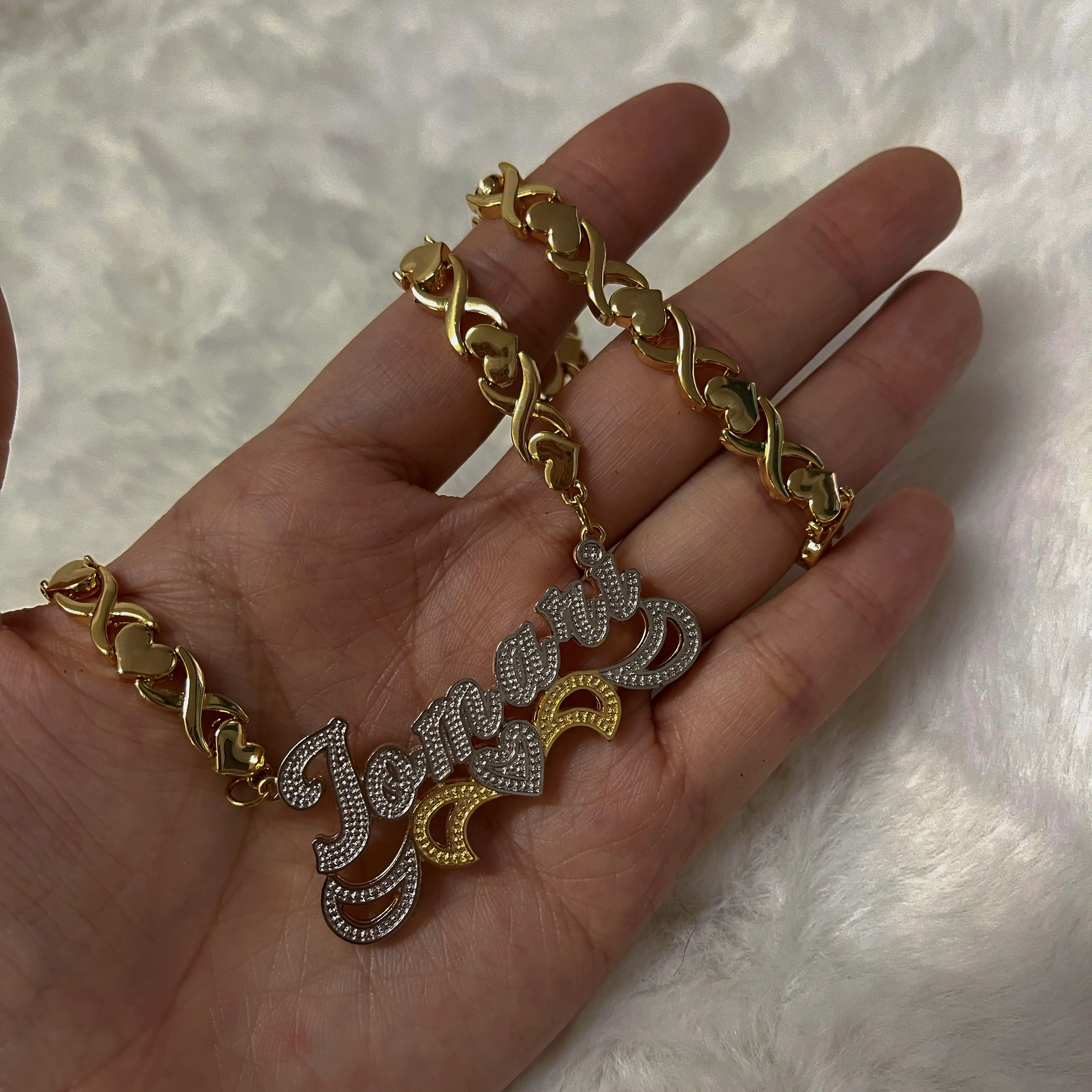New Arrival Personalized XO Chain 3D Custom Two Tone Plated Nameplate Necklace For Women, Picture
New Arrival Personalized XO Chain 3D Custom Two Tone Plated Nameplate Necklace For Women, Picture
