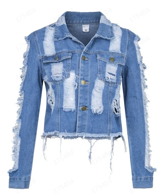 New arrivals 2021 spring fall hole design sexy women wear jean coat denim jacket fashion
New arrivals 2021 spring fall hole design sexy women wear jean coat denim jacket fashion