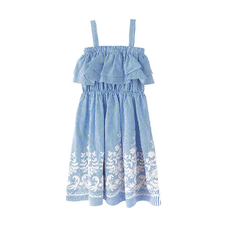 Summer Kids Cotton dresses Girls Striped Ruffled Sling Dress Embroidered Floral Applique Cotton Off Shoulder Casual Dress
Summer Kids Cotton dresses Girls Striped Ruffled Sling Dress Embroidered Floral Applique Cotton Off Shoulder Casual Dress