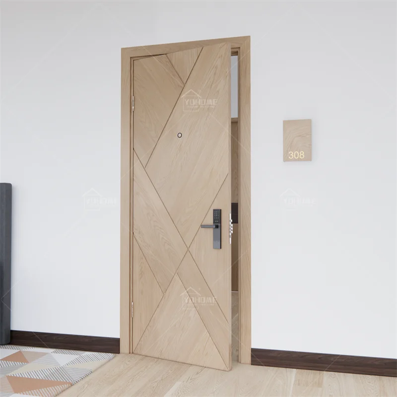 

Yohome design oak wooden single door designs for hotel modern solid interior bedroom wooden door for house modern interior doors